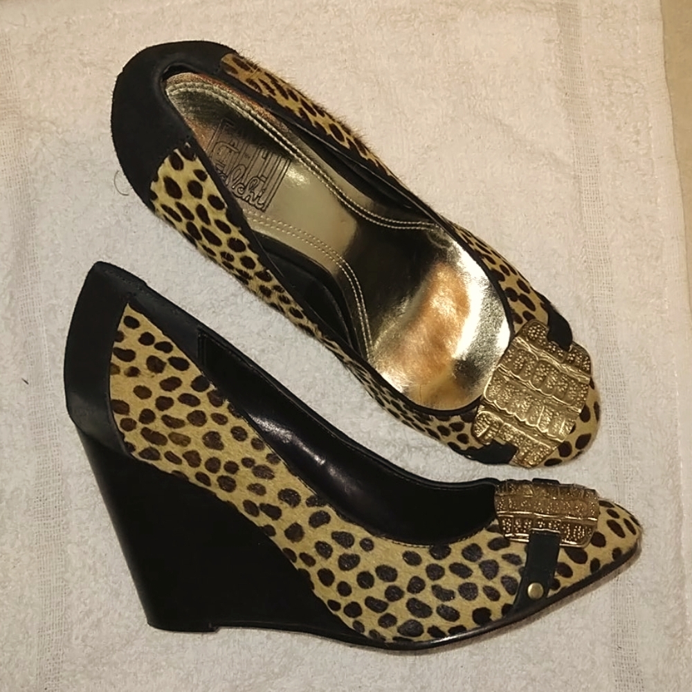 Falchi, leopard print, pump wedge